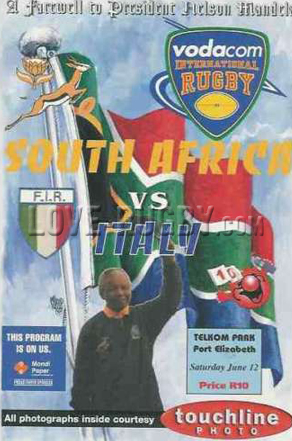 1999 South Africa v Italy  Rugby Programme